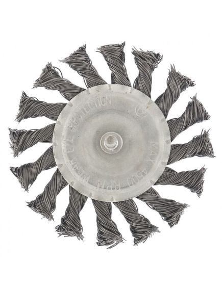 Щетка для дрели 100 мм плоская со шпилькой крученая металлическая проволока Сибртех, фото  - Метэкс