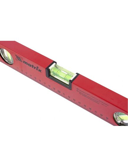Уровень алюминиевый 400 мм 3 глазка, красный, линейка MATRIX 33220, фото , изображение 3 - Метэкс