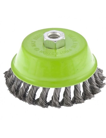 Щетка для УШМ 125 мм М14 "чашка" крученая металлическая проволока Сибртех, фото , изображение 2 - Метэкс