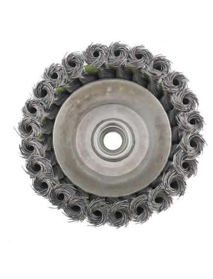 Щетка для УШМ 125 мм М14 "чашка" крученая металлическая проволока Сибртех, фото , изображение 3 - Метэкс