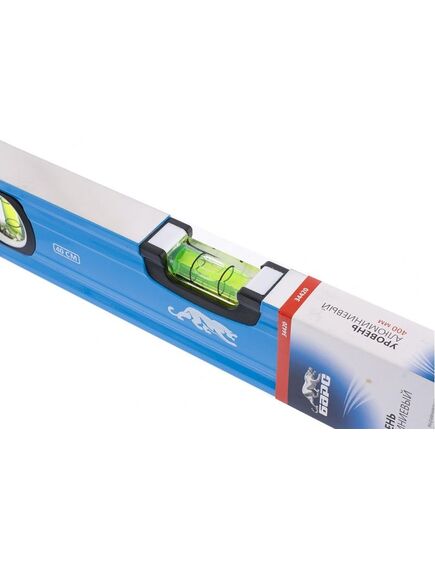 Уровень алюминиевый 400 мм профиль 1,6 мм, фрезерованный, ударопрочные заглушки, 3 глазка БАРС 34420, фото , изображение 2 - Метэкс