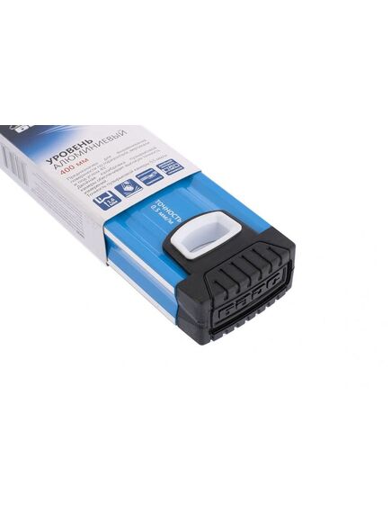 Уровень алюминиевый 400 мм профиль 1,6 мм, фрезерованный, ударопрочные заглушки, 3 глазка БАРС 34420, фото , изображение 3 - Метэкс