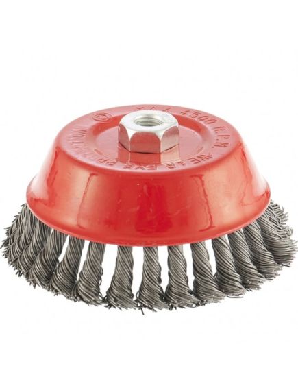 Щетка для УШМ 150 мм М14 "чашка" крученая проволока 0,8 мм MATRIX 74626, фото , изображение 3 - Метэкс