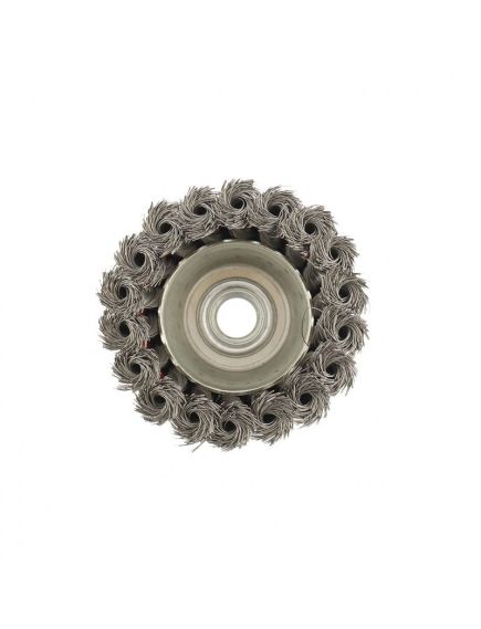 Щетка для УШМ 75 мм М14 "чашка" крученая проволока 0,35 мм MATRIX 74614, фото , изображение 4 - Метэкс