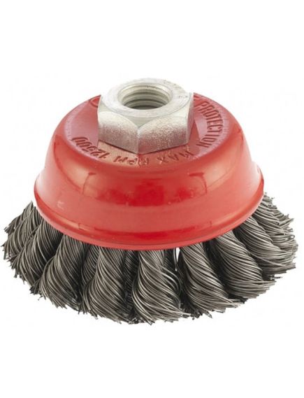 Щетка для УШМ 75 мм М14 "чашка" двухрядная крученая проволока 0,5 мм MATRIX 74681, фото , изображение 2 - Метэкс