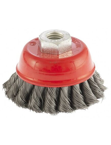 Щетка для УШМ 75 мм М14 "чашка" двухрядная крученая проволока 0,35 мм MATRIX 74676, фото , изображение 2 - Метэкс