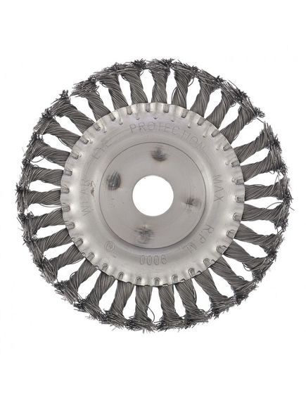 Щетка для УШМ 150 мм посадка 22,2 мм плоская крученая металлическая проволока Сибртех, фото , изображение 2 - Метэкс