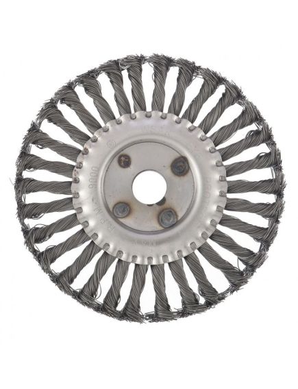 Щетка для УШМ 175 мм посадка 22,2 мм плоская крученая металлическая проволока Сибртех, фото , изображение 2 - Метэкс