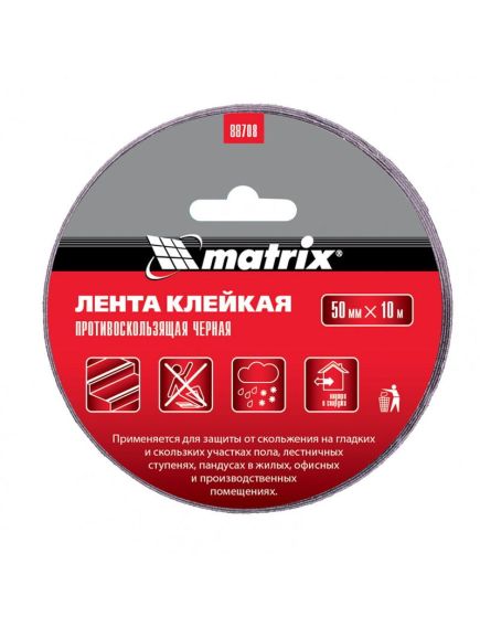 Лента клейкая противоскользящая черная 50 мм x 10 м MATRIX 88708, фото , изображение 2 - Метэкс