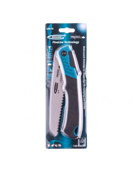 Ножовка по дереву складная 150 мм 9-10 TPI "PIRANHA" для кэмпинга и сада GROSS 23616, фото , изображение 4 - Метэкс