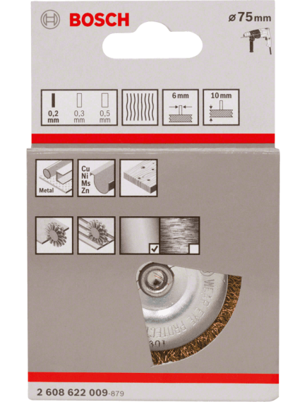 Щетка для дрели 75 мм BOSCH 2608622009, фото , изображение 2 - Метэкс