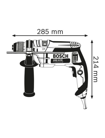Дрель ударн. BOSCH (750 Вт) GSB 16 RE (060114E500), фото , изображение 2 - Метэкс
