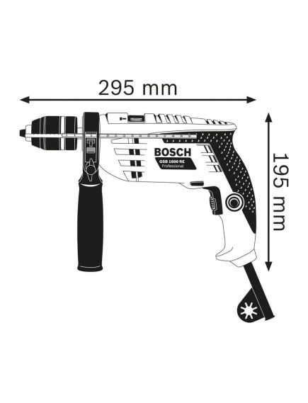Дрель ударн. BOSCH (701 Вт) GSB 1600 RE (0601218121), фото , изображение 2 - Метэкс