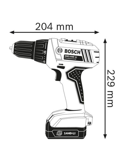 Дрель-шуруповерт аккум. BOSCH (2 а/б 1,5А*ч 14,4В, ЗУ) GSR 1440-LI (06019A8407), фото , изображение 2 - Метэкс