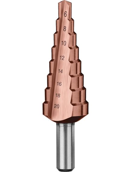 Сверло ступенчатое 6-20 мм 8 ступеней Кобальт Р6М5 ЗУБР 29672-6-20-8_z01, фото , изображение 2 - Метэкс