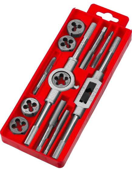 Набор метчиков и плашек 12 предметов 9ХС ЗУБР 28121-Н12, фото , изображение 3 - Метэкс