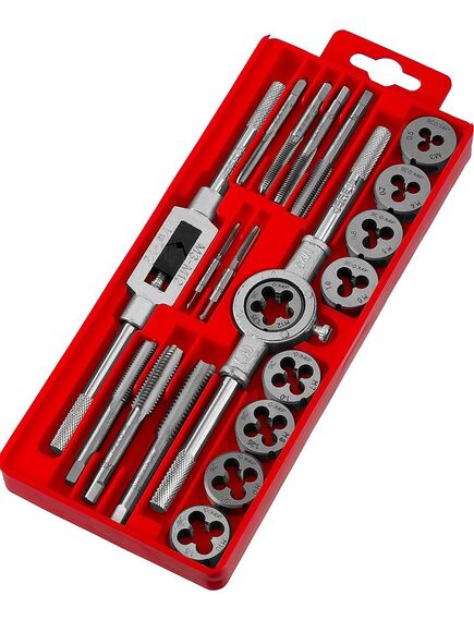 Набор метчиков и плашек 20 предметов 9ХС ЗУБР 2810-Н20_z01, фото , изображение 2 - Метэкс