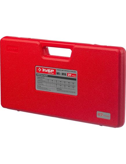 Набор метчиков и плашек 27 предметов 9ХС ЗУБР 28123-Н27, фото , изображение 2 - Метэкс