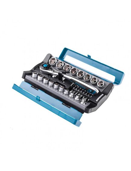 Набор торцевых головок 1/2" и 3/8" трещотка 120 зубьев 36 предметов GROSS 14145, фото , изображение 3 - Метэкс