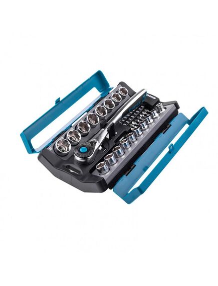 Набор торцевых головок 1/2" и 3/8" трещотка 120 зубьев 36 предметов GROSS 14145, фото , изображение 4 - Метэкс