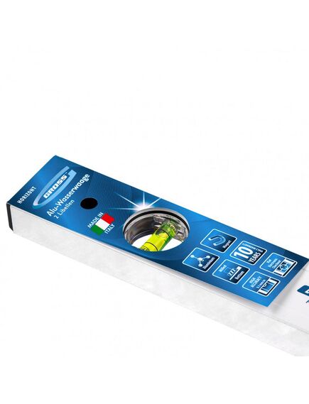 Уровень алюминиевый 400 мм фрезерованный 2 глазка магнитный GROSS 33670, фото , изображение 2 - Метэкс