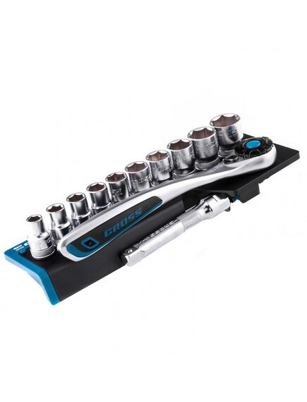 Набор торцевых головок 1/2" трещотка 120 зубьев 12 предметов GROSS 14138, фото , изображение 3 - Метэкс