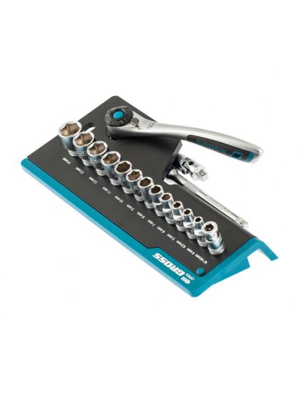 Набор торцевых головок 1/4" трещотка 120 зубьев 36 предметов GROSS 14142, фото , изображение 4 - Метэкс