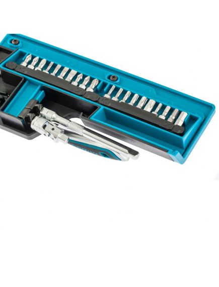 Набор торцевых головок 1/4" трещотка 120 зубьев 36 предметов GROSS 14142, фото , изображение 5 - Метэкс