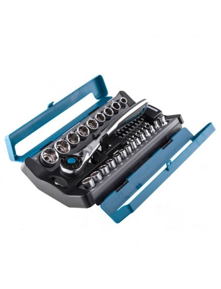 Набор торцевых головок 1/2" 1/4" трещотка 120 зубьев 41 предмет GROSS 14143, фото , изображение 4 - Метэкс