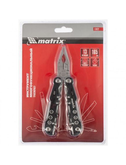 Нож многофункциональный 13 функций авторазжим в чехле 165 мм MATRIX 17622, фото , изображение 5 - Метэкс