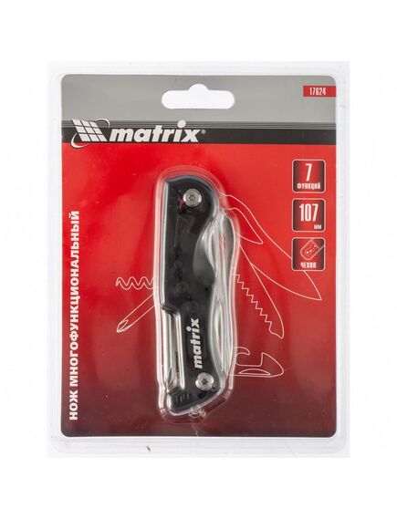 Нож многофункциональный 7 функций в чехле 107 мм MATRIX 17624, фото , изображение 4 - Метэкс