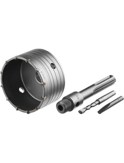 Коронка ЗУБР буровая, коническая посадка центрирующего сверла, SDS-Plus хвостовик, в сборе, 83мм, фото , изображение 2 - Метэкс