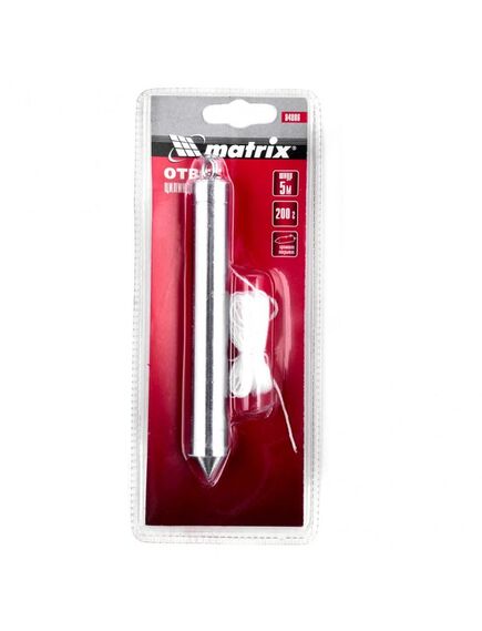 Отвес цилиндрический 200 г шнур 5 м MATRIX 84886, фото , изображение 2 - Метэкс