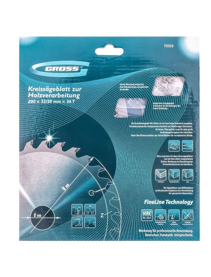 Пильный диск по дереву 200 x 32 мм 36 зубьев кольцо 30/32 GROSS 73323, фото , изображение 6 - Метэкс