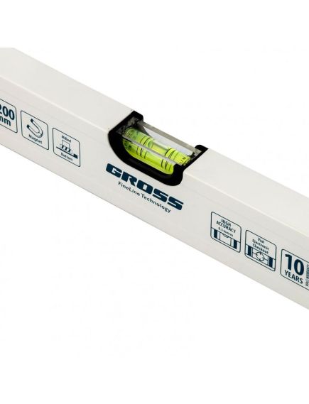 Уровень алюминиевый 1200 мм фрезерованный 3 глазка магнитный GROSS 33674, фото , изображение 3 - Метэкс