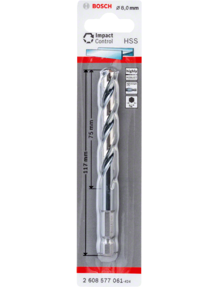 Сверло по металлу 8,0 мм BOSCH ImpactControl 2608577061, фото , изображение 2 - Метэкс