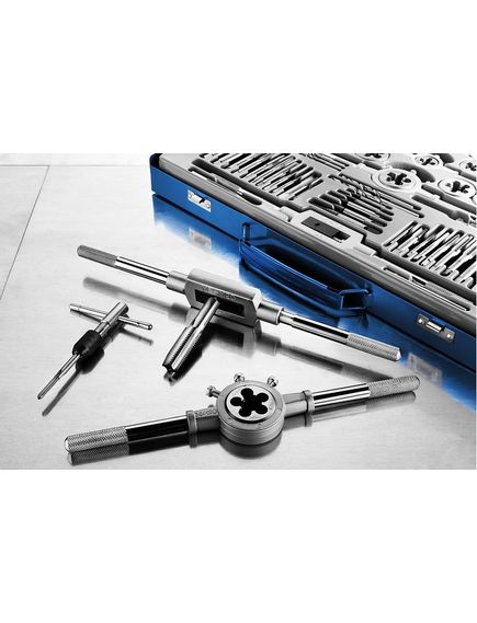 Набор метчиков и плашек 65 предметов Р6М5 ЗУБР 28110-Н65, фото , изображение 4 - Метэкс