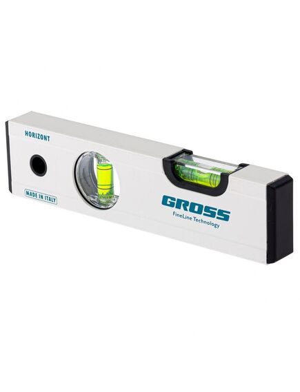 Уровень алюминиевый 200 мм фрезерованный 2 глазка магнитный GROSS 33669, фото , изображение 3 - Метэкс