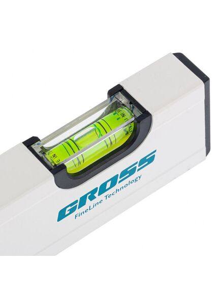 Уровень алюминиевый 200 мм фрезерованный 2 глазка магнитный GROSS 33669, фото , изображение 4 - Метэкс