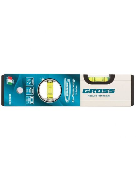 Уровень алюминиевый 200 мм фрезерованный 2 глазка магнитный GROSS 33669, фото , изображение 6 - Метэкс