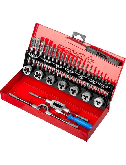 Набор метчиков и плашек 32 предмета 9ХС ЗУБР 28129-Н32_z01, фото , изображение 2 - Метэкс