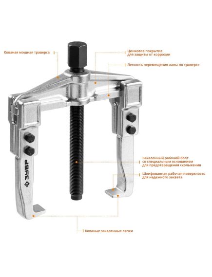 Съемник раздвижной 2-х захватный 100 мм ЗУБР 43310-115-100, фото , изображение 2 - Метэкс
