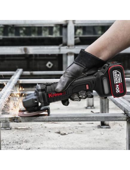 Шлифмашина угловая аккум. KRESS б/щ (125мм, 2а/б 4А*ч 20В, ЗУ) KU801 (KU801), фото , изображение 5 - Метэкс