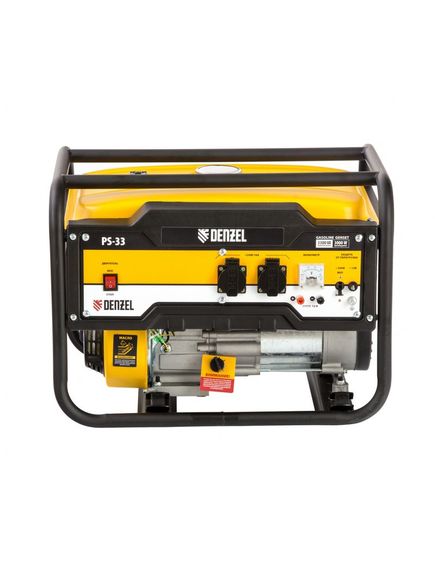 Генератор бенз. (3 - 3,3 кВт, 220 В, 15л, ручной стартер) DENZEL PS-33 (946834), фото , изображение 9 - Метэкс