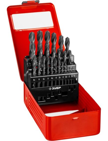Набор сверл по металлу (25 шт) 1-13 мм Р4М2 ЗУБР 29605-H25, фото , изображение 2 - Метэкс