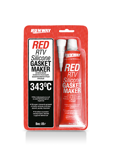 Силиконовый герметик-прокладка (красный) RUNWAY RW8500, фото  - Метэкс