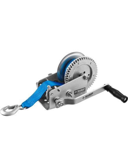 Лебедка ручная барабанная ленточная (1,1 т, 10 м) ЗУБР 43115-1.1, фото , изображение 2 - Метэкс