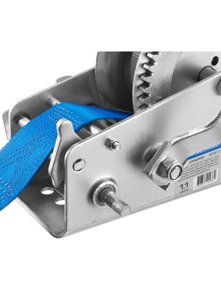 Лебедка ручная барабанная ленточная (1,1 т, 10 м) ЗУБР 43115-1.1, фото , изображение 3 - Метэкс