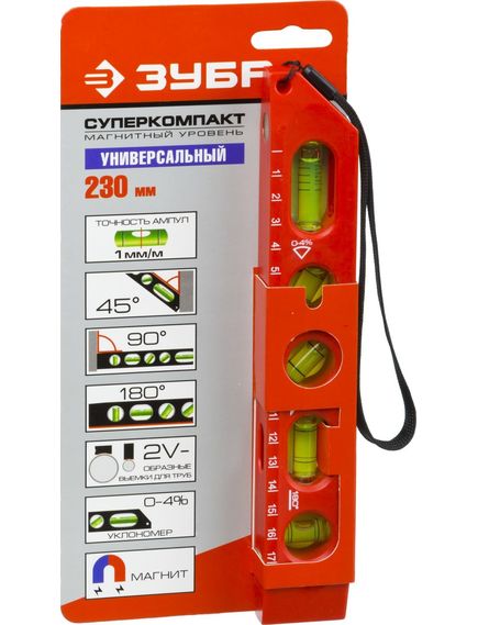 Уровень "СУПЕРКОМПАКТ" 230 мм ЗУБР 3455_z01, фото , изображение 5 - Метэкс