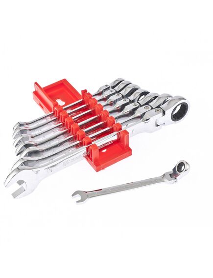 Набор ключей комбинированных трещоточных 8-19 мм шарнирные 8 шт MATRIX 14898, фото , изображение 3 - Метэкс